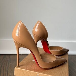 Christian Louboutin Iriza 100 Patent Nude Heels